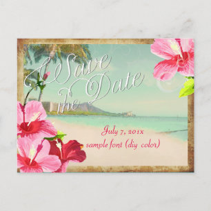 PixDezines/save the date/vintage tropical beach Announcement Postcard