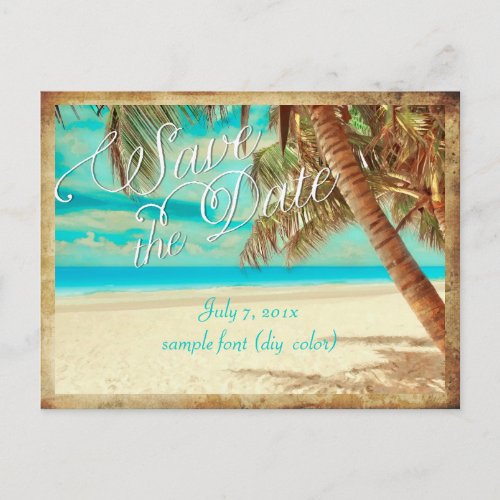 PixDezinessave the datevintage tropical beach Announcement Postcard