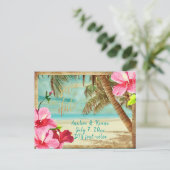 PixDezines/save the date/vintage tropical beach Announcement Postcard (Standing Front)