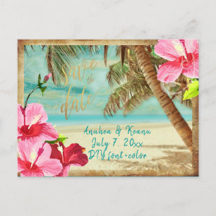 PixDezines/save the date/vintage tropical beach Announcement Postcard
