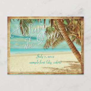 PixDezines/save the date/vintage tropical beach Announcement Postcard
