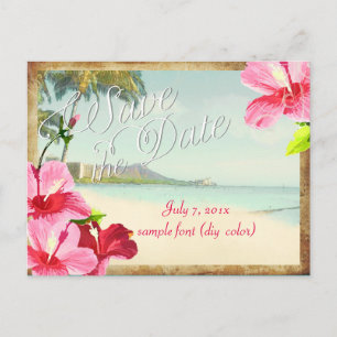 PixDezines/save the date/vintage waikiki Announcement Postcard