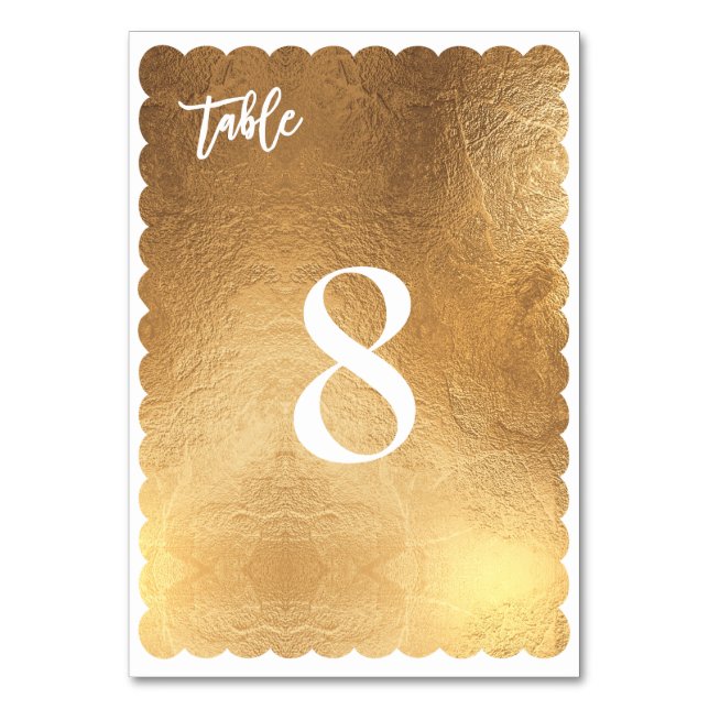 PixDezines Scallop Faux Gold/Antique/Table No. Table Number (Front)