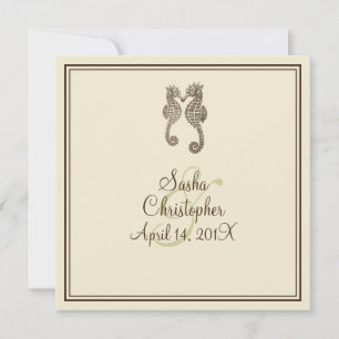 PixDezines seahorse/brown/blue/DIY background Invitation