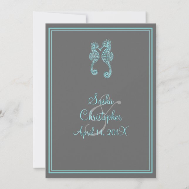 PixDezines seahorse/DIY background color Invitation (Front)