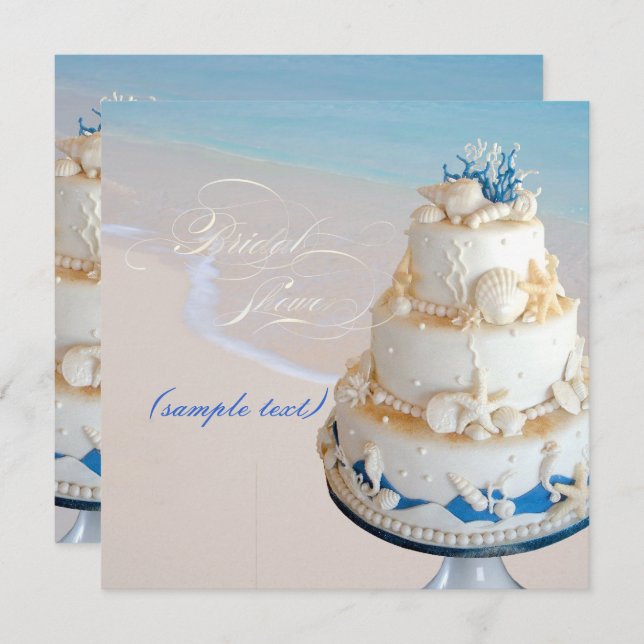 PixDezines Seashells Cake/Bridal Shower Invitation (Front/Back)