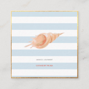 PixDezines SEASHELLS, NAUTICAL, FAUX GOLD FOIL Square Business Card