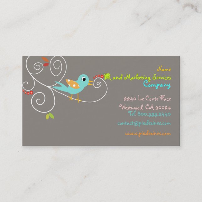 PixDezines SEO/blue bird/DIY background color Business Card (Front)