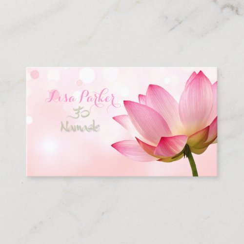 PixDezines serenity pink lotus Om yoga healers Business Card