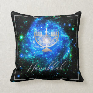 PixDezines Shine, Hanukkah Temple Menorah Throw Pillow