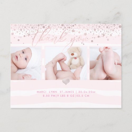 PixDezines Shower Thank YouDazzled Blush Pink Postcard