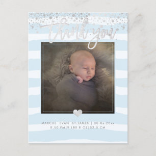 PixDezines Shower Thank You/Dazzled Powder Blue Postcard