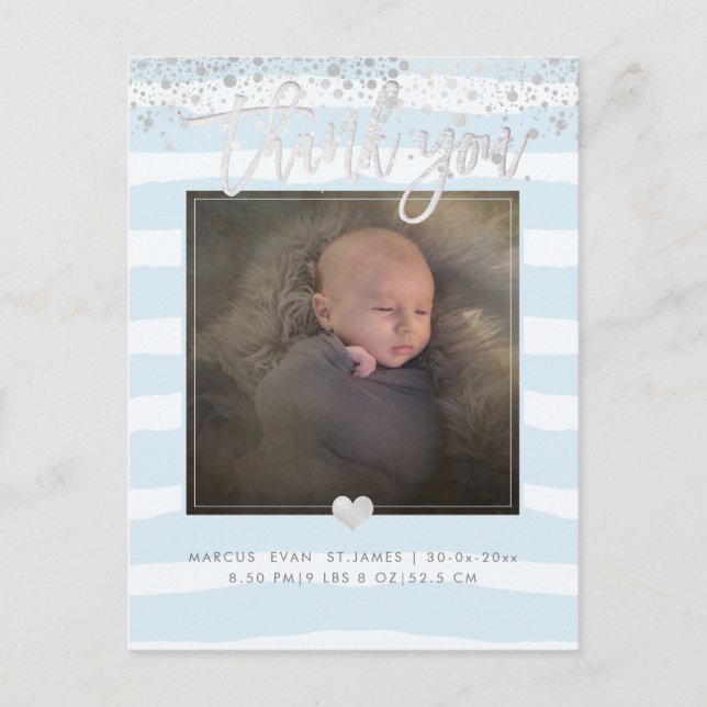 PixDezines Shower Thank You/Dazzled Powder Blue Postcard (Front)