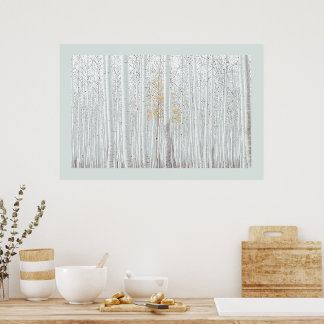 PixDezines Silver Birch Forest DIY Border Color Poster