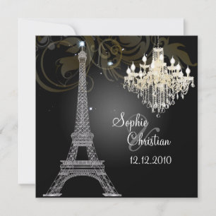 PixDezines SILVER EIFFEL+CRYSTAL CHANDELIER Invitation