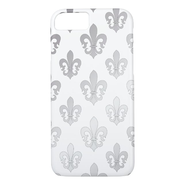 PixDezines silver fleur de lis/DIY background Case-Mate iPhone Case (Back)