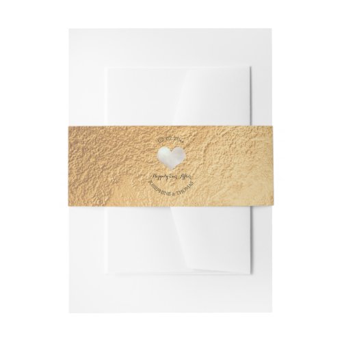 PixDezines Silver Heart Faux Gold Foil Invitation Belly Band