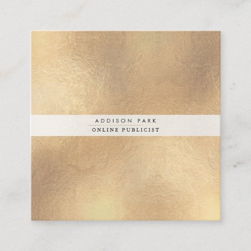 PixDezines Simple Elegant Faux GoldPearly White Square Business Card