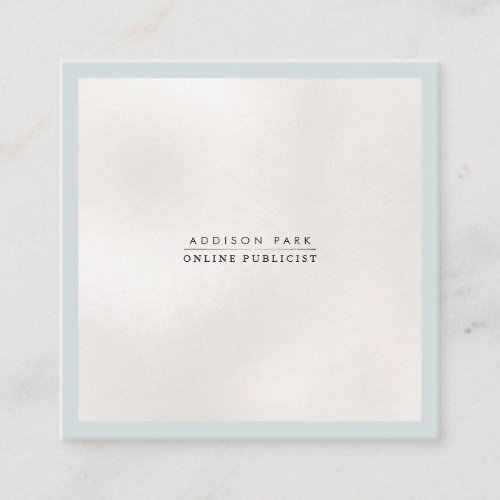 PixDezines Simple Elegant Pearly WhiteDusty Blue Square Business Card