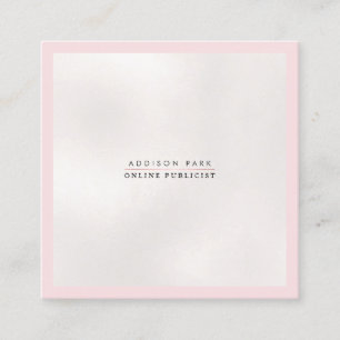 PixDezines Simple Elegant, Pearly White+Pink Square Business Card