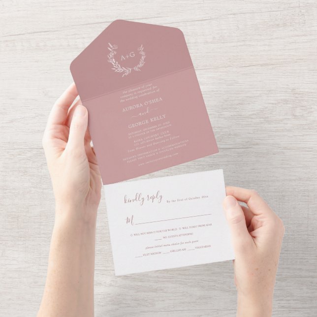 PixDezines Simple Wreath DIY Dusty Rose All In One Invitation (Tearaway)