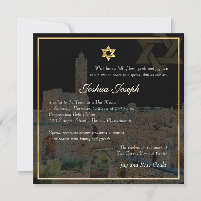 PixDezines sketch Tower of David/diy background Invitation (Front)