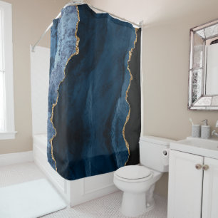 PixDezines SLATE BLUE AGATE add your monogram Shower Curtain