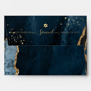 PixDezines Slate Blue Watercolor Agate Envelope
