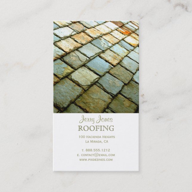 PixDezines Slate Roof, Roofing Business Card (Front)