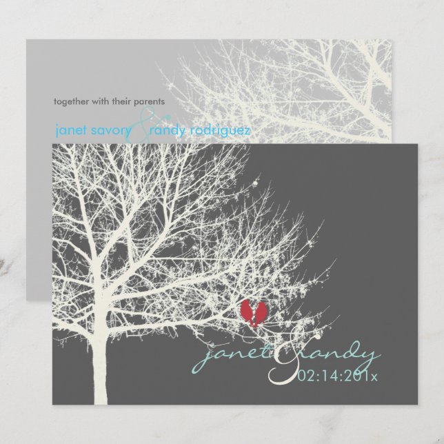 PixDezines SNOW BIRDS/WINTER/DIY colors Invitation (Front/Back)