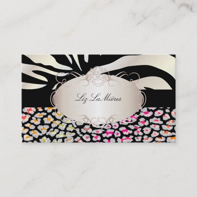 PixDezines snow leopard/rainbow spots Business Card (Front)