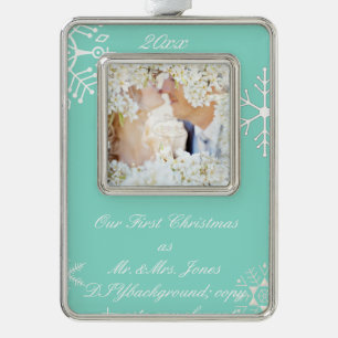 PixDezines Snowflakes Mr Mrs Christmas/DIY color Silver Plated Framed Ornament
