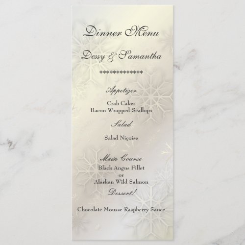 PixDezines Snowflakes on ice, Menu