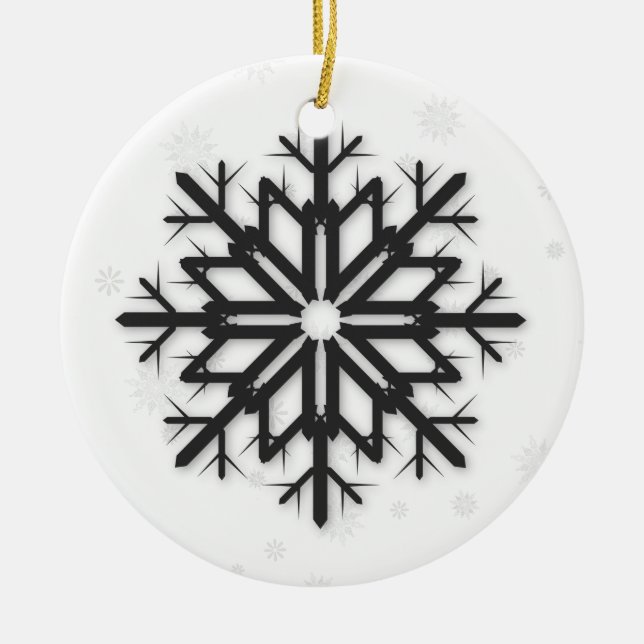 PixDezines Snowflakes White + Black Ceramic Ornament (Front)