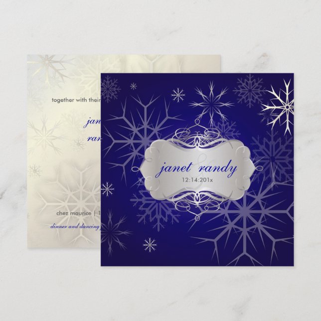 PixDezines SNOWFLAKES/WINTER WEDDING/DIY INDIGO Invitation (Front/Back)