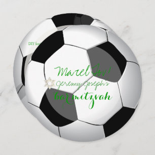 PixDezines soccer bar mitzvah/DIY color Invitation