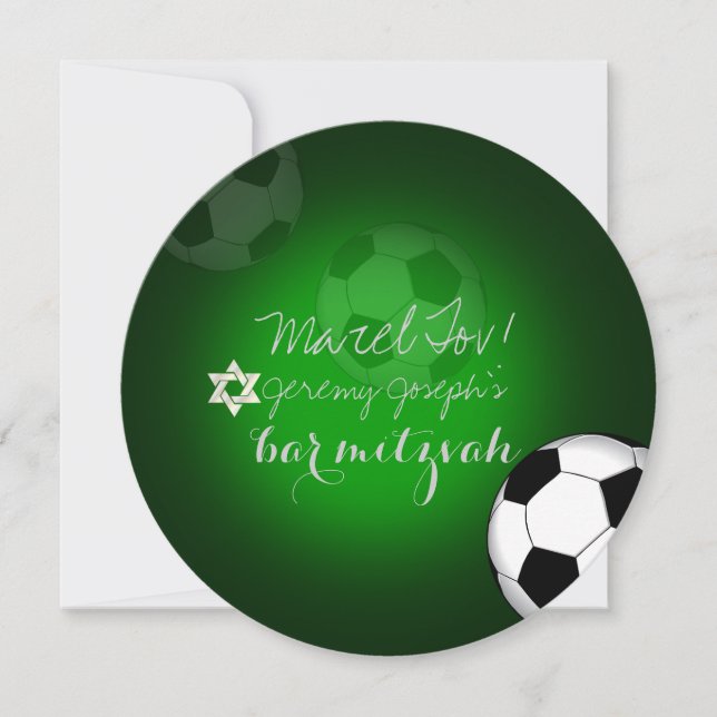 PixDezines Soccer Bar Mitzvah/DIY color Invitation (Front)