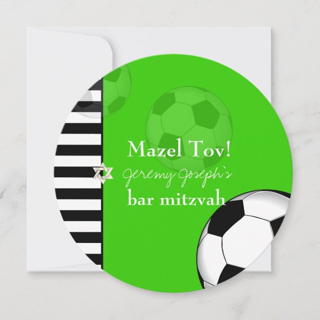 PixDezines soccer bar mitzvah/DIY color Invitation (Front)