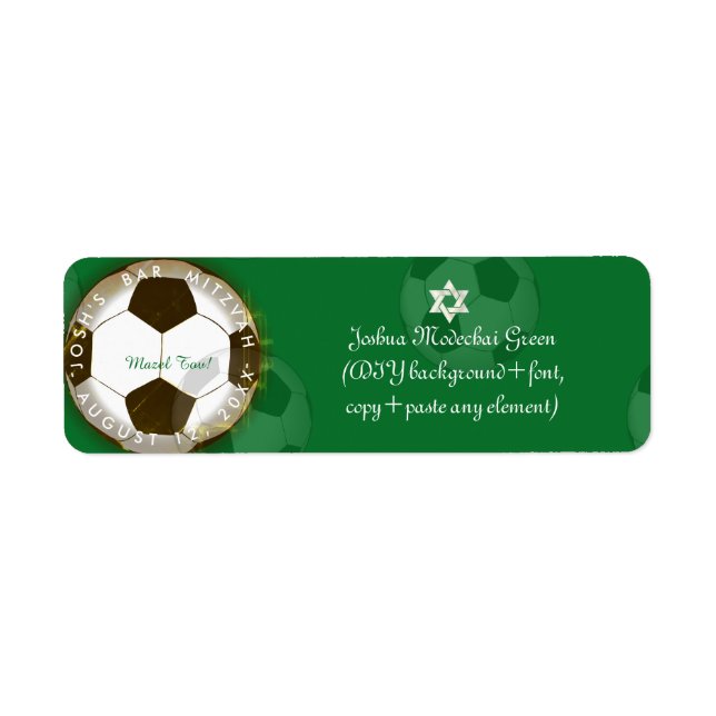 ✡ PixDezines Soccer Bar Mitzvah Label (Front)