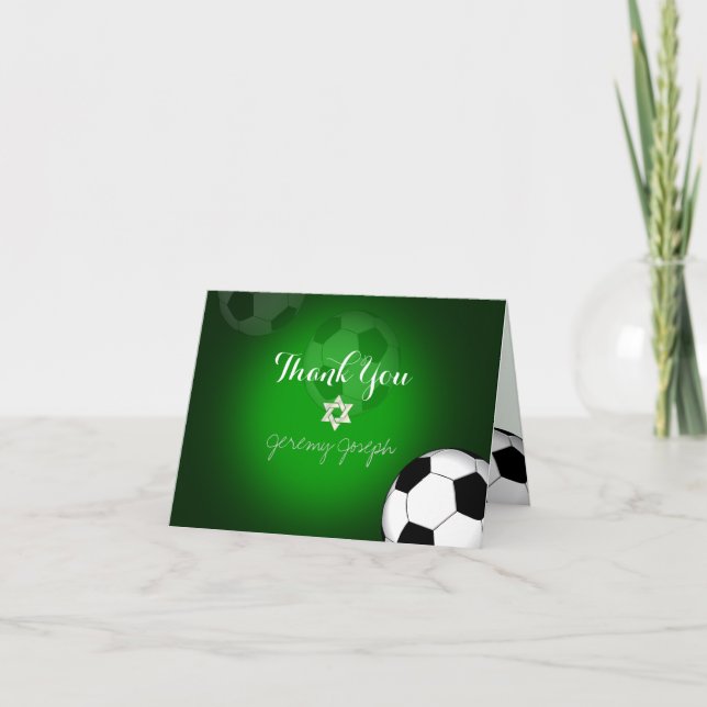 PixDezines Soccer Bar Mitzvah Thank You/DIYcolor You Card (Front)