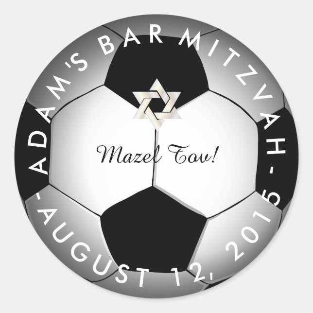 PixDezines Soccer Mitzvah Classic Round Sticker (Front)