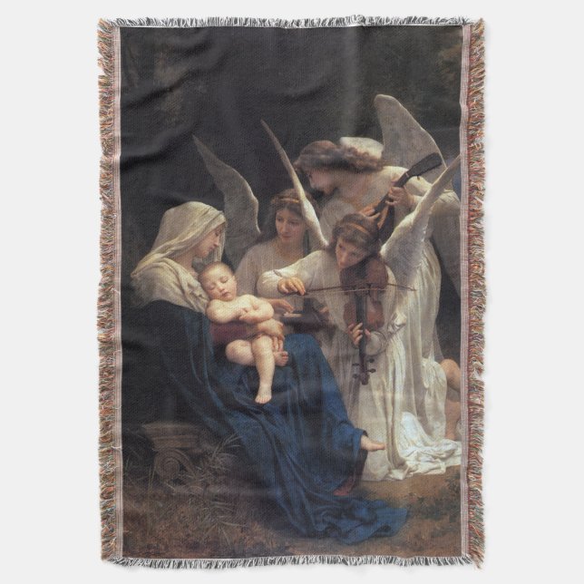 PixDezines songs of angels/bouguereau Throw Blanket (Front Vertical)