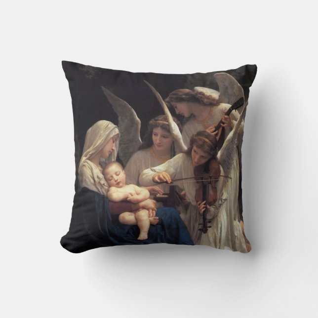 PixDezines songs of angels/bouguereau Throw Pillow (Front)
