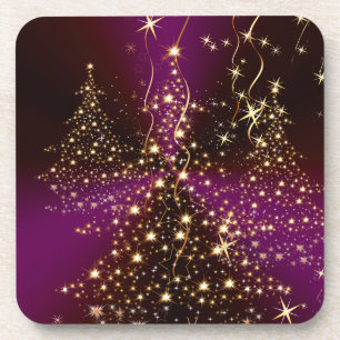 PixDezines Sparkling Christmas Trees Beverage Coaster