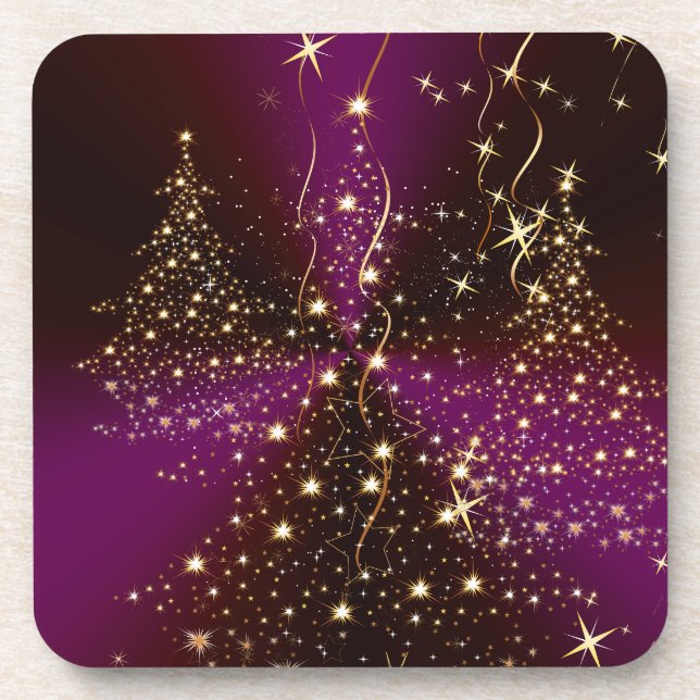 PixDezines Sparkling Christmas Trees Beverage Coaster (Front)
