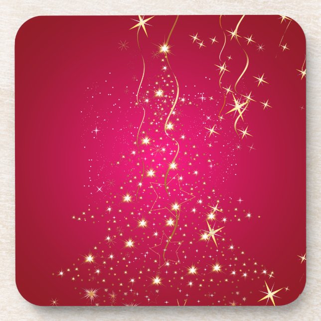 PixDezines Sparkling Christmas Trees Drink Coaster (Front)