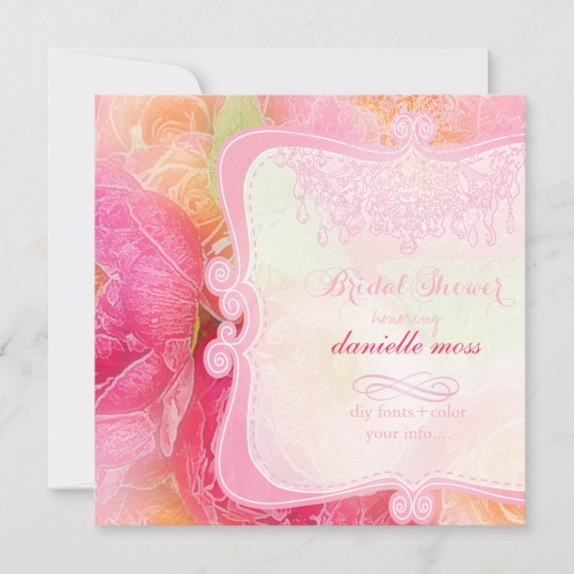 PixDezines spring bouquet+chadelier/bridal shower Invitation (Front)