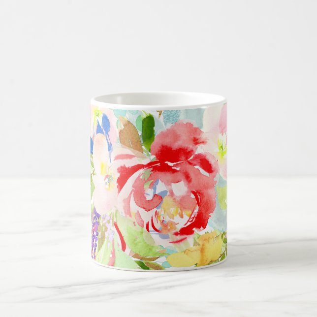 PixDezines Spring Watercolor Flowers Coffee Mug (Center)
