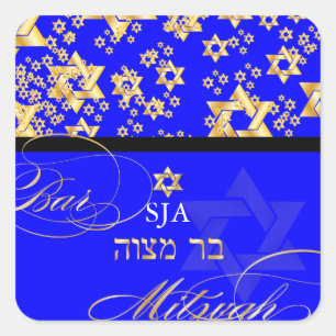 PixDezines Star of David/Bar Mitzvah Square Sticker