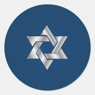 PixDezines star of david/faux silve/DIY background Classic Round Sticker